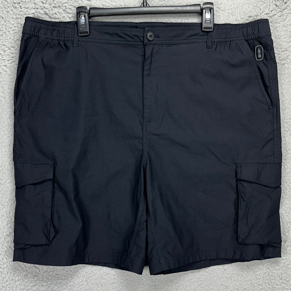 Bass Men Cargo Shorts 2XL Black Hiking Fishing Outdoor Stretch Waist Nylon Blend
